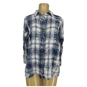 J. Jill Size XS Petite Women Button Up Long Sleeve Top Shirt Bleached Wash W101